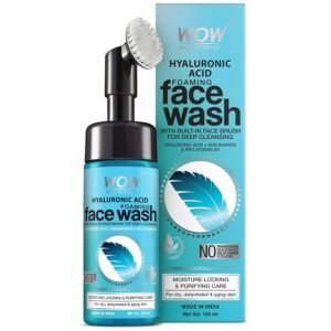 WOW Skin Science Hyaluronic Acid Foaming Face Wash - with Built-In Brush - Facial wash for Dry Skin & Intense Face Cleansing - 150ml