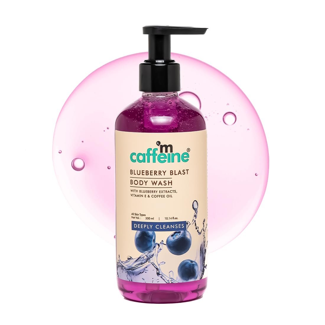 mcaffeine Blueberry Blast Body Wash With Fruity Fresh Blueberry Long Lasting Fragrance|Deep Cleansing & Detan For Soft & Smooth Skin|Fragrance Body Wash For All Skin Types|For Men & Women - 300 Ml
