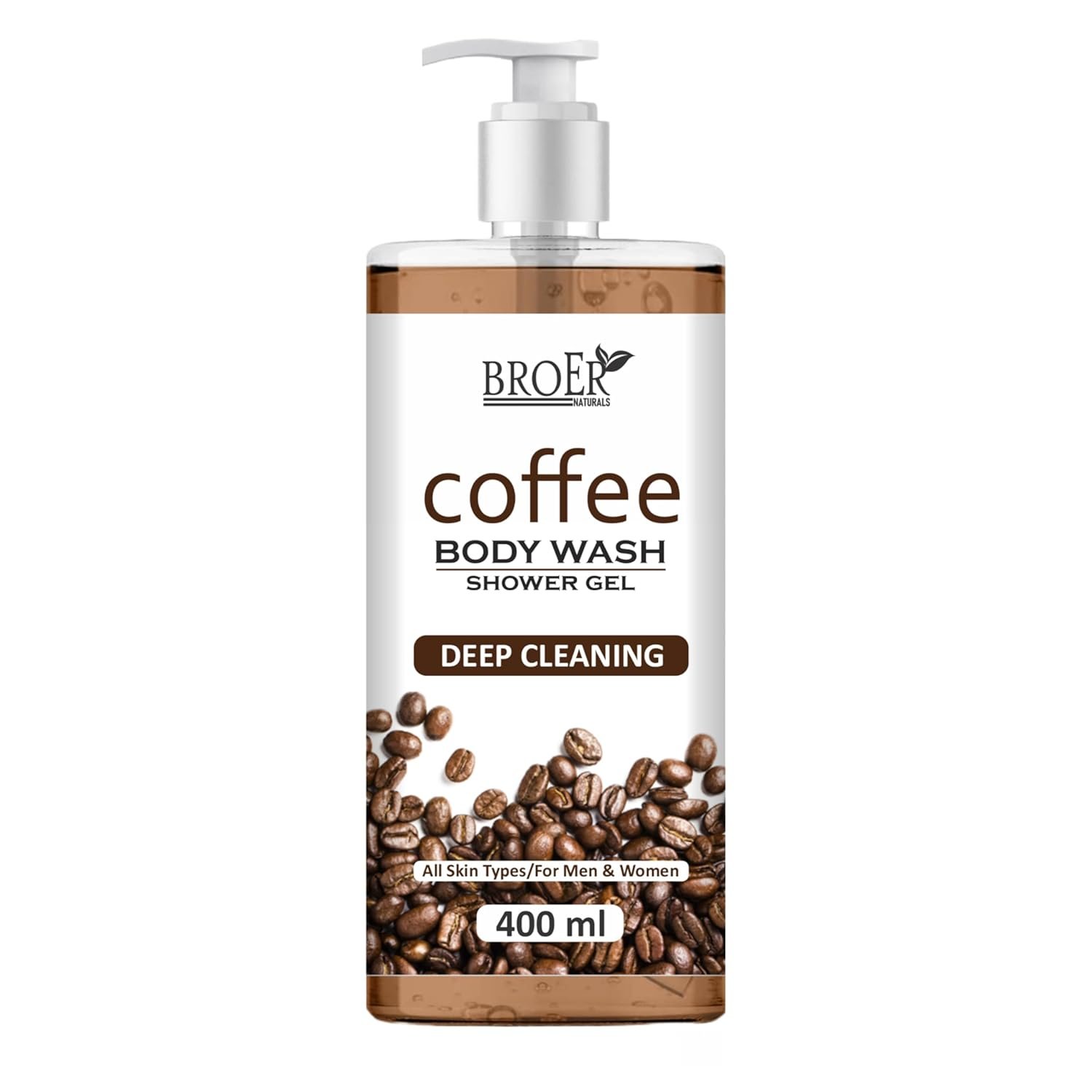 BROER Coffee Body Wash with Natural Ingredients | Energizing Shower Gel for Men & Women | Tan Removal Body Wash for Soft & Smooth Skin | Sulfate-Free detan body wash for All Skin Types - 400ml