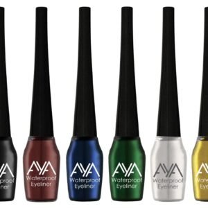 AYA Waterproof Long Lasting Smudge Transfer proof Liquid Eye Makeup Eyeliner, Set of 6 (Black, Blue, Brown, Green, Silver, Golden), 30 ml
