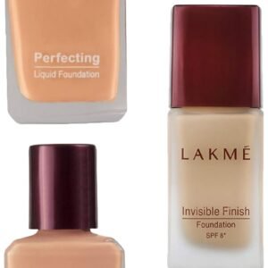 LAKMÉ Invisible Finish SPF 8 Light Coverage Natural Dewy Finish Foundation For Acne Prone, Shade 04 & Perfecting Liquid Foundation27 ml & Perfecting Liquid Foundation, 27 ml