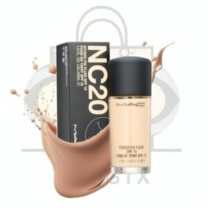 MAC Studio Fix Professional Waterproof oil-free Longlasting Liquid 24-hour colour-true foundation Matte Finish For Women, Girls 30ML (NC-20)