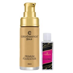 Coloressence True Tone Premium Foundation with SPF | Enriched with Vitamin-E | Waterproof Full Coverage Formula for Photo Finish Look | Free Micellar Water included | Ivory Peach