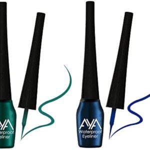 AYA Waterproof Long Lasting Smudge Transfer proof Liquid Eye Makeup Eyeliner, Set of 2 (Green and Blue)