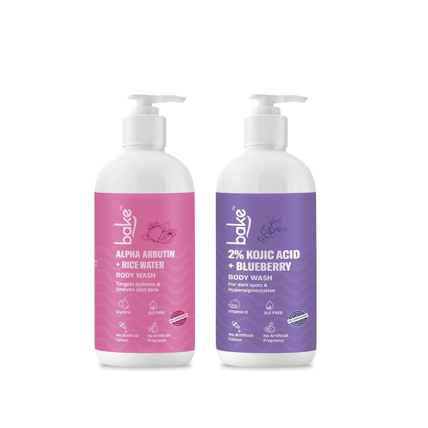 BAKE Pigmentation & Tan Removal Body Wash Skin Whitening Combo with Kojic Acid & Alpha Arbutin | For Dark Spots, Extremely Dry & Uneven Skin Tone | (Pack of 2)