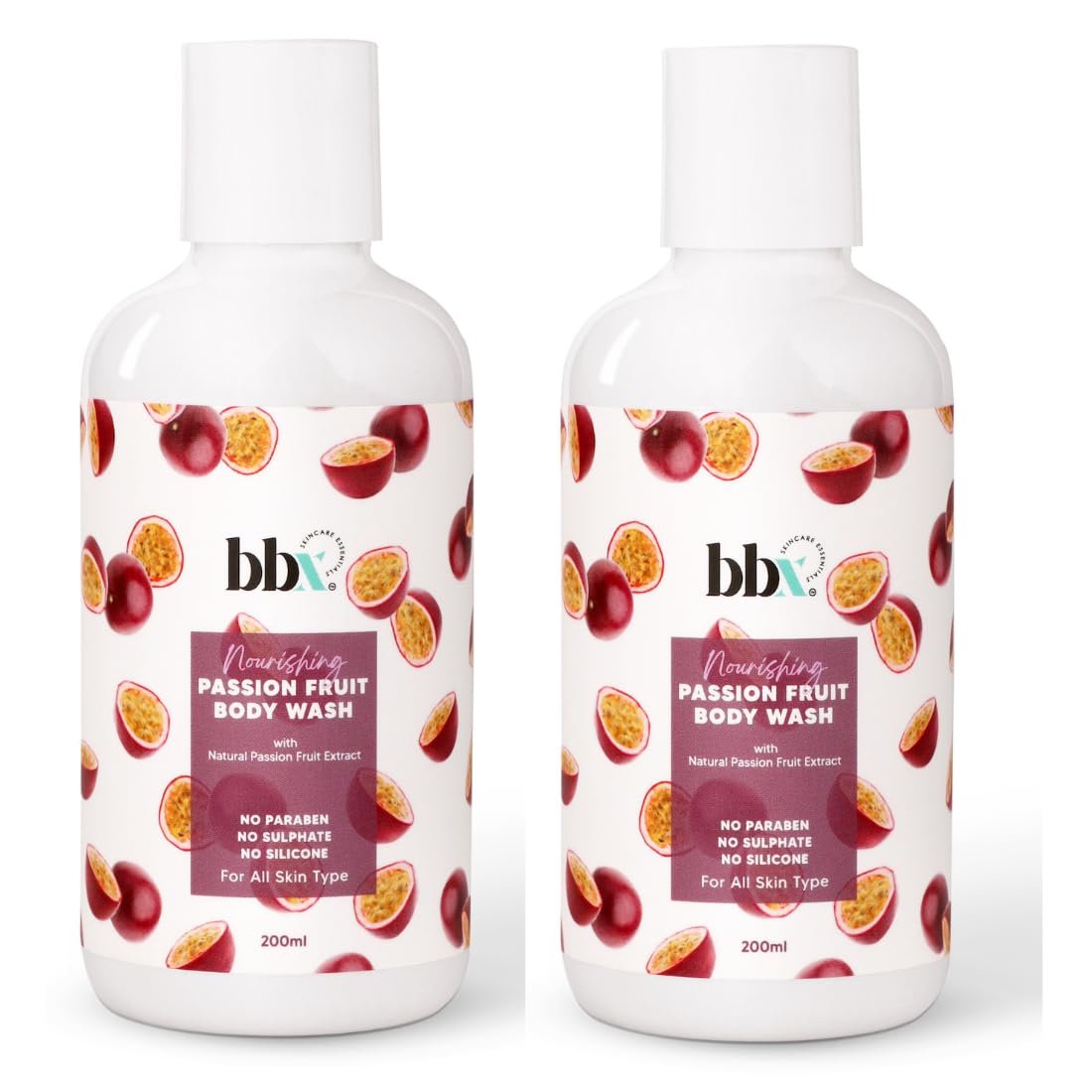 BBX Skincare Essentials Passion Fruit Nourishing Body Wash | Soft & Smooth Skin | Tan Removal Body Wash, 2 x 200ml
