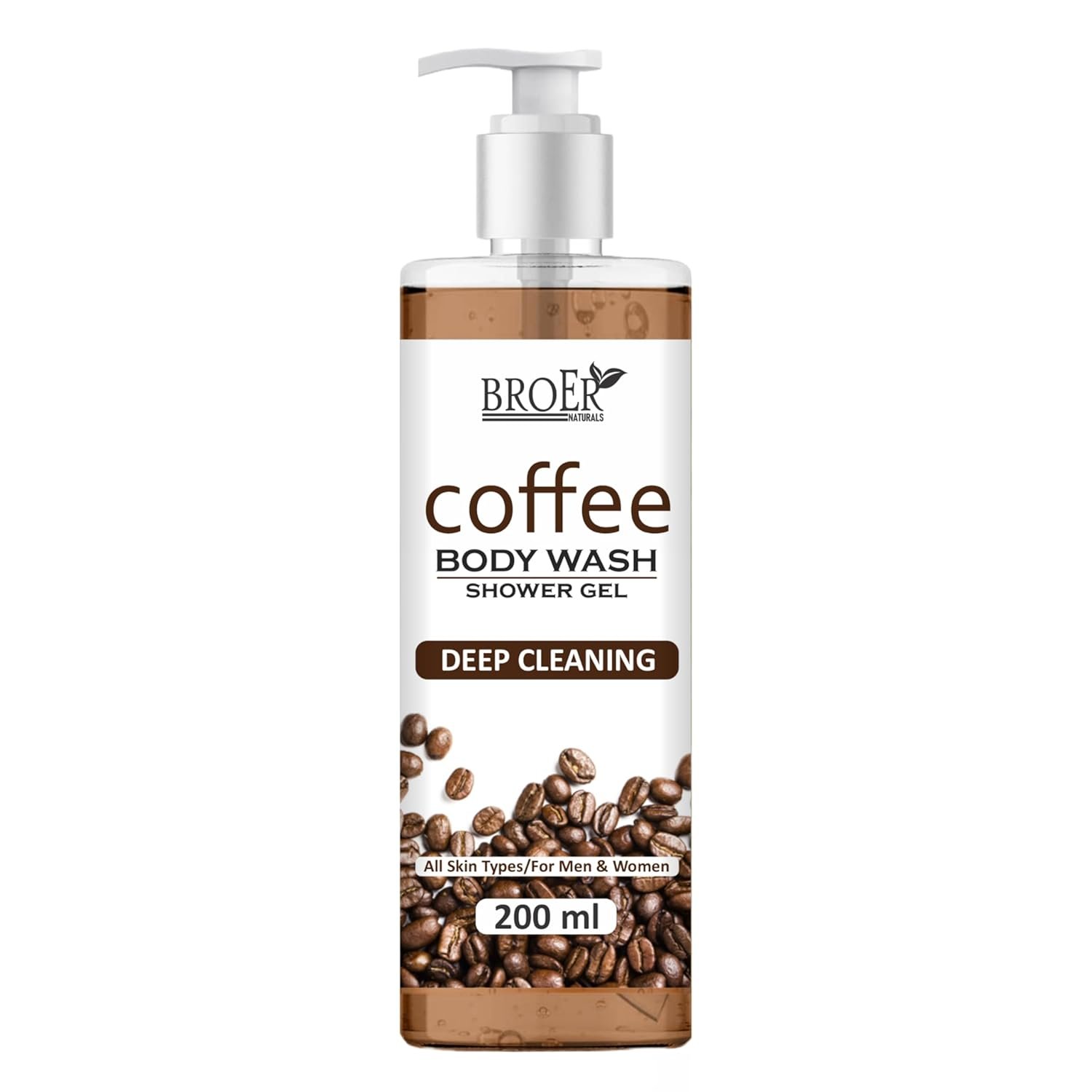 BROER Coffee Body Wash with Natural Ingredients | Energizing Shower Gel for Men & Women | Tan Removal Body Wash for Soft & Smooth Skin | Sulfate-Free detan body wash for All Skin Types - 200ml