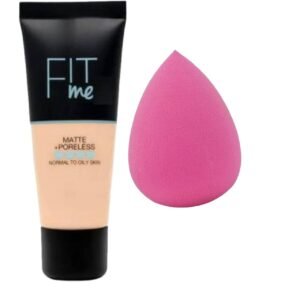 Bridester beauty Liquid Foundation, Matte & Poreless, Full Coverage Blendable Normal to Oily Skin, Fitt Me, 120 Natural Buff, 18ml and single blender puff