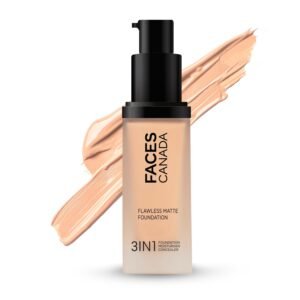 FACESCANADA Flawless Matte Foundation - Rose Ivory 011,30 Ml|3-In-1 Foundation+Moisturizer Cream For All Skin Types+Concealer|12 Hr Hydration+Spf 18 Hd Matte Coverage|Lightweight|Anti Ageing,Pack Of 1