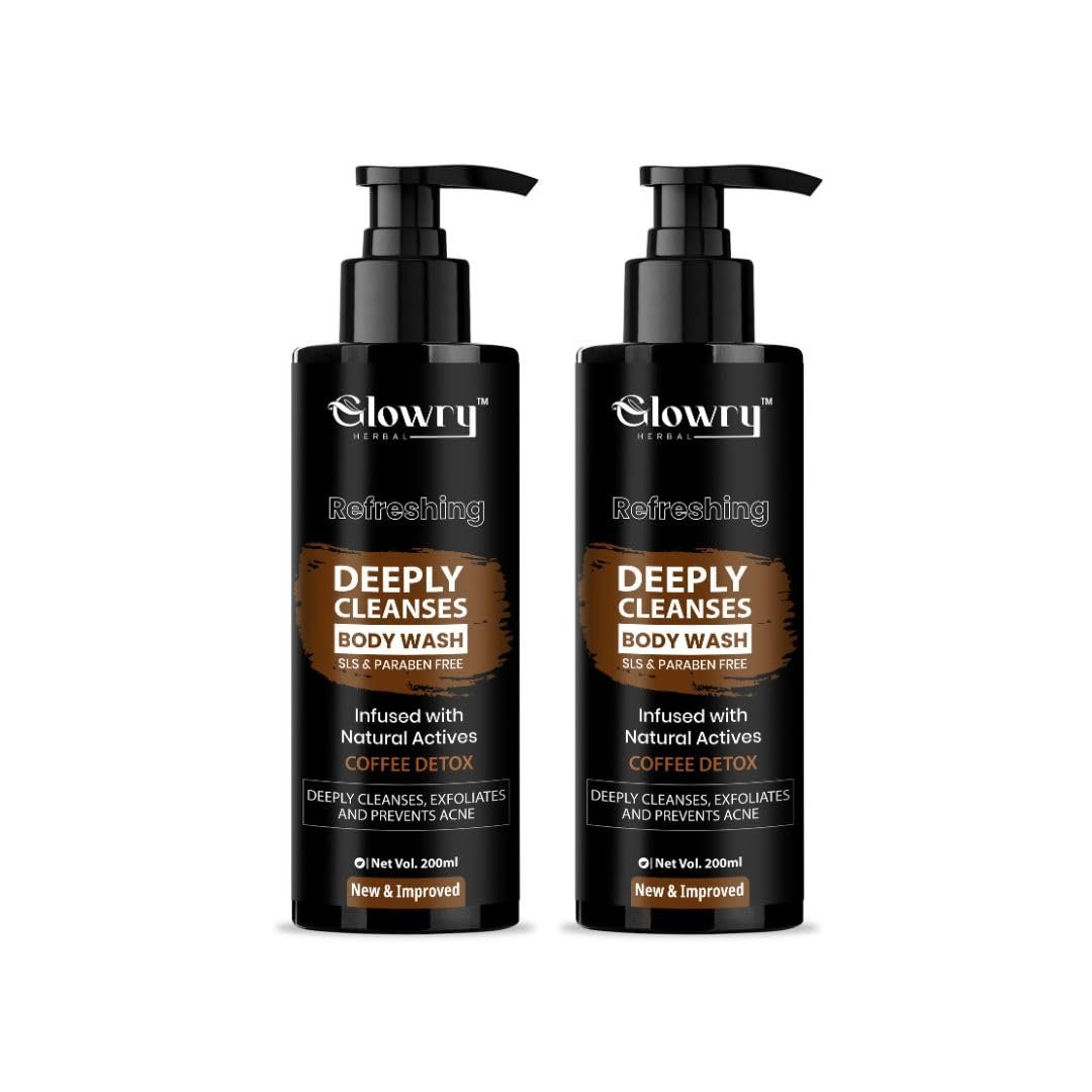 GLORY HERBAL D-Tan Body Wash Infused with Coffee Detox | Deeply Cleansing Exfoliates & Prevent ACNE New & Improved Pack of 2