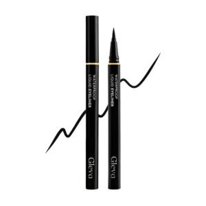 Gleva Liquid Eyeliner Pen Eye Makeup Waterproof Smudge proof Longwearing, Slim Tapered Tip Super Slim Liquid Eyeliner Quick Drying Formula Glides on Smoothly (Black)