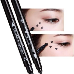 HUDAMOJI Pencil Semi-Matte Eyeliner Stamp Wingliner,Dual-Ended Eyeliner Stamp,Waterproof Long Lasting Heart&Star Shape Stamps Tattoo Eyeliner Makeup Tools For Women Girl Star Shape,1-Pcs,Black