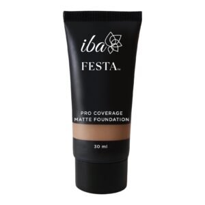 Iba Festa PRO Coverage Matte Foundation - 02 Light Beige, 30ml | Long Lasting | Lightweight l Oil Free & Matte Finish | 100% Natural Vegan & Cruelty-Free