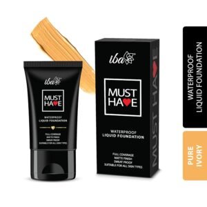 Iba Must Have Waterproof Liquid Foundation - Pure Ivory, 30ml | Full Coverage l Long Lasting | Oil Free & Lightweight Matte Finish l Face Makeup | 100% Natural | Halal Certified & Vegan Makeup