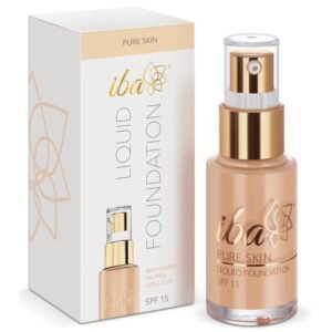 Iba Pure Skin Liquid Foundation - Natural Beige, 30ml | Full Coverage l Long Lasting | Lightweight l Oil Free Dewy Finish | SPF 15 | Halal Certified & Vegan Makeup