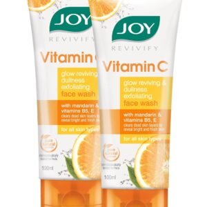 Joy Vitamin C Face Wash For Glowing Skin (2X100ml) | Brightening Face Wash Enriched with Vitamin B5 & E For Sun Protection & Dead Skin Removal | Face Wash for Women & Men