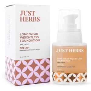 Just Herbs Medium to Full Coverage Liquorice Root and Sandalwood Longwear Weightless Foundation for Face Makeup 40 ml