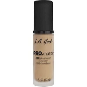 L.A GIRL - HD Pro Matte Foundation-Nude | Medium to full coverage foundation | Long wearing, buildable coverage | Best for normal to oily skin types | Suede-like finish | 30ml