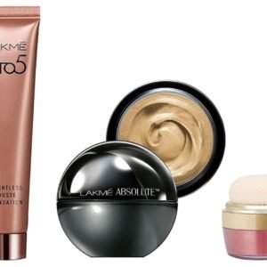 LAKMÉ Absolute All Skin Natural Mousse, Ivory Fair 01, Spf 8, 25G & Lakme 9 To 5 Weightless Mousse Matte Foundation Cream, Rose Ivory, 25G & Face Sheer Highlighter, Desert Rose, 4G