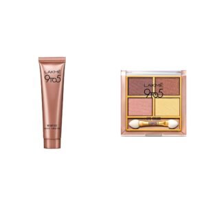 LAKMÉ Lightweight Formula 9 To 5 Weightless Mousse Radiant Foundation, Beige Vanilla, 6G & Lakme 9 To 5 Eye Color Quartet Eye Shadow, Desert Rose, 7G,For All Skin Type