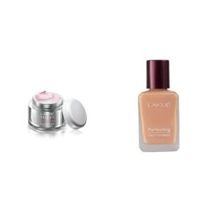 LAKMÉ Perfect Radiance Fairness Day Luminous Creme 50 G & Perfecting Liquid Foundation Full Coverage for All Skin Type, Marble, 27Ml