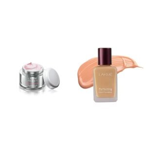LAKMÉ Perfect Radiant Fairness Day Creme 50 G & Perfecting Light Liquid Foundation for All Skin Type, Pearl, 27Ml