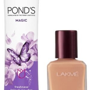 LAKMÉ Perfecting Light Dewy Liquid Foundation for All Skin Type, Marble, 27Ml And Pond's Magic Freshness Talcum Powder Acacia Honey, 400 G