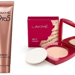 Lakmé 9 to 5 Weightless Mousse Foundation, Rose Ivory, 6g & Face It Compact, Pearl, 9g