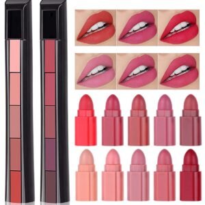 MADNIKA || Fabulous 5 in 1 Matte Finish Lipstick (Red and Nude Edition) Set of 2
