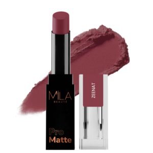 MILA BEAUTÉ Pro Matte Lipstick | Luxurious Texture & Matte Finish | Highly Pigmented & Long-Lasting Formula | Creamy Matte Lipstick | Shade - Zeenat, 4.2g