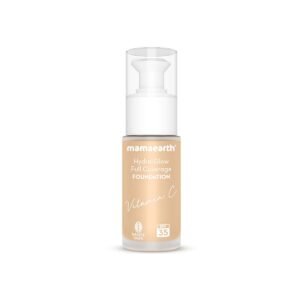Mamaearth Hydra-Glow Full Coverage Dewy Finish Liquid Foundation With Vitamin C & Turmeric- 30 Ml|Full Coverage|Gives 3X Instant Glow|12-Hour Long Stay & Hydration|Spf 35|Non-Drying (05 Beige Glow)