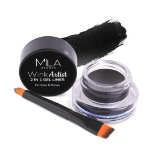 Mila Beauté Wink Artist Gel Eyeliner | For Eyes & Brows | Lasts Upto 36 Hours | Long Water & Waterproof Formula | Enriched With Calendula Oil and Aloe Vera | Shade - (Black, 4g)