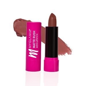MyGlamm Matte Rush Mini Lipstick - Minimal In Berlin (Brown Nude Shade) | Moisturising, High Colour Payoff, Long Lasting Bullet Lipstick|2.5g