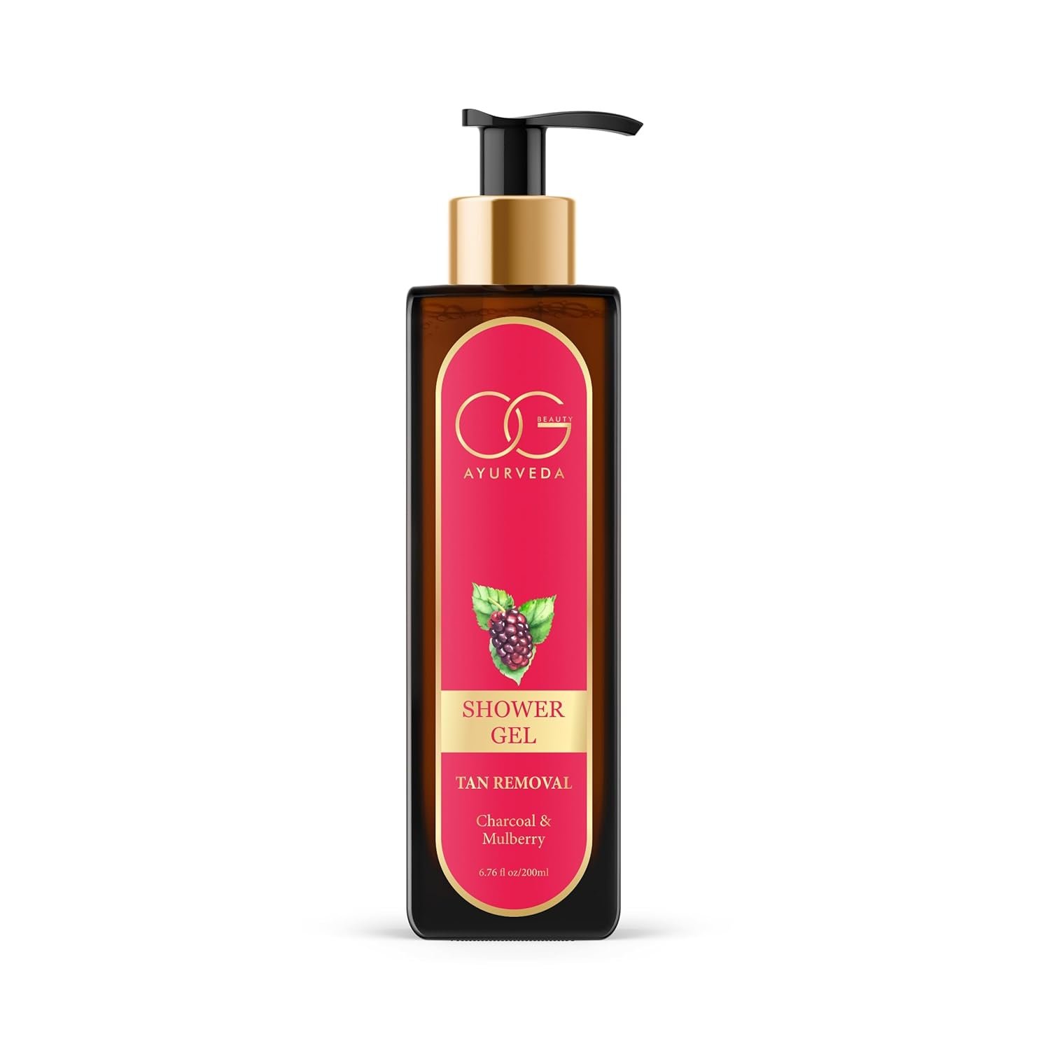 OG BEAUTY Ayurveda Tan Removal Charcoal & Mulberry Shower Gel | Infused with Charcoal & Mulberry Extracts | Suitable for All Skin Types | 200 ML