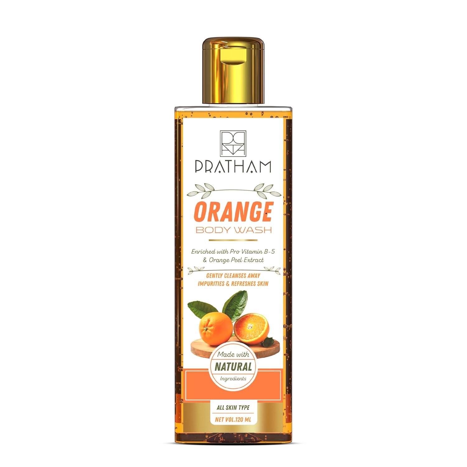 PRATHAM Orange Body Wash And Shower Gel | Body Washes For Tan Removal & Deep Cleansing | No Paraben No Sulfate No Mineral Oils 120 ml Unisex (Pack of 1)…
