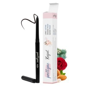 Prettyme Herbal Kajal Pencil + Eyeliner | 12 Hrs Long Stay | Water & Smudge proof | Deep Matte Finish | Enriched With Almond & Castor Oil, Vitamin E & Shea Butter | 99% Natural Ingredients