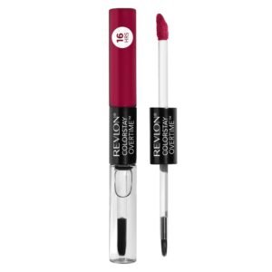Revlon Liquid Lipstick with Clear Lip Gloss, ColorStay Overtime Lipcolor, Dual Ended with Vitamin E in Reds & Corals, 010 Non Stop Cherry, 0.07 Oz