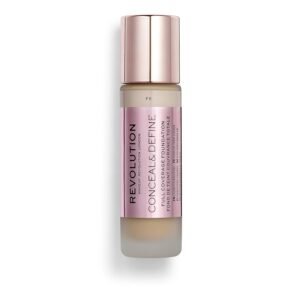 Revolution Beauty London Conceal & Define Natural Foundation F8, Warm, 23Ml Cream, Full Coverage, For Acne Prone Skin