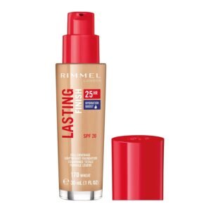 Rimmel London Lasting 25 Hour Glossy Finish Liquid Foundation Spf 20 for All Skin Type, Full Coverage - Wheat
