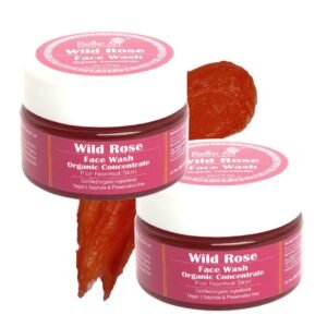 Rustic Art Organic Wild Rose Face Wash Concentrate | Normal to Dry Skin | sulphate, paraben free cleanser for women & men | 50gm, (Pack Of 2)