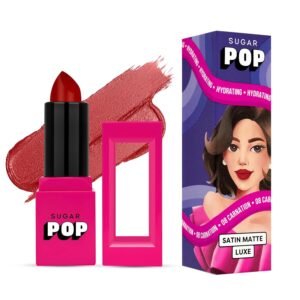SUGAR POP Satin Matte Luxe Lipstick 08 Carnation - 3 gms - Satin-matte | Long-wearing | Full Coverage | Hydrating