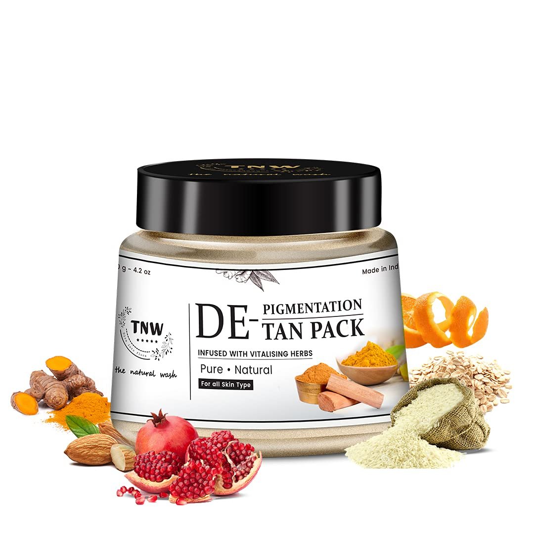 TNW-THE NATURAL WASH DE-Tan Face Pack - 120 gm | Enriched With Neem, Orange & Lemon Extract | Tan Removal for Face & Body | Face Pack For Glowing & Brightening Skin | Non-Sticky Texture