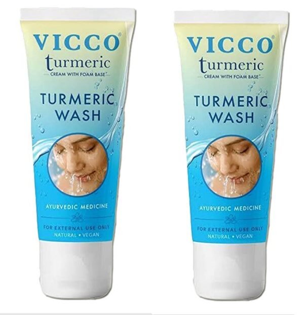 Vicco Turmeric With Foam Base Facewash (Pack of 2), 70gm