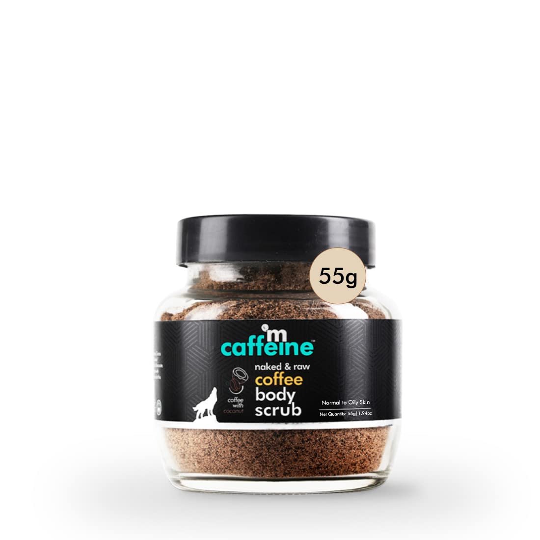 mcaffeine Exfoliating Coffee Body Scrub Powder Jar for Tan Removal&Soft-Smooth Skin|De-Tan Bathing Scrub With Coconut Oil,Removes Dirt&Dead Skin From Neck,Knees,Elbows&Arms|All Skin Types-55Gm,Unisex