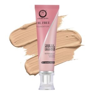 Colors Queen Real Base Oil Free, Waterproof Foundation | Transparent Matte Finish Foundation with SPF, Lightweight Liquid Foundation for Face Makeup (04 - Natural Almonds)