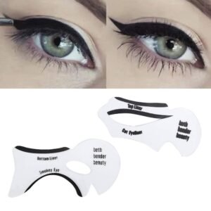 Frackson 2 Pcs/Set Cat Line Eyeliner Stencil, Smoky Eyeshadow Applicators Template Plate, Professional Multifunction Black Cat Shape Eye liner & Eye Shadow Guide Template
