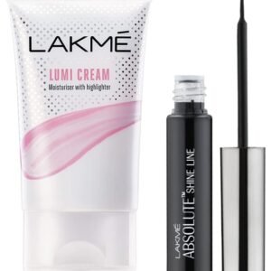LAKMÉ Absolute Shine Liquid Eye Liner, Black, Long Lasting Matte Shimmery Liner, 4.5 Ml & Lakme Lumi Cream, 30 Gm