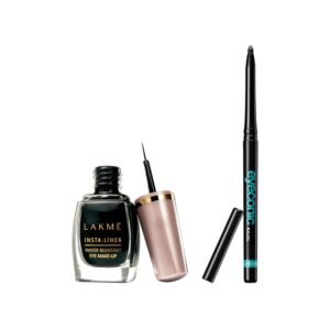 LAKMÉ Eye Kajal, Black, 0.35G With Eye Liner Pencil, Black, 9Ml Matte Finish