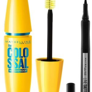 Maybelline New York Eyeliner, Intense Eyeliner, Black & Maybelline New York Mascara, Volumizing & Lengthening, Waterproof, Black, Volume Express Colossal, 10ml