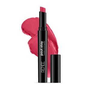 RENEE Poutstay Transfer Proof Lipstick, Smudgeproof & Transferproof, Long Lasting Matte Finish, Easy Glide Application, Infused with Hyaluronic acid, Vitamin E & SPF 20, Aria, 2 Gm